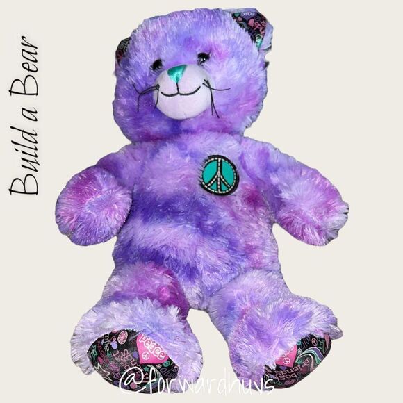 Build-A-Bear Purple Peace Cat Plush - Picture 1 of 7